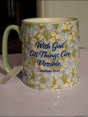 Faith Floral Ceramic Mug With God
